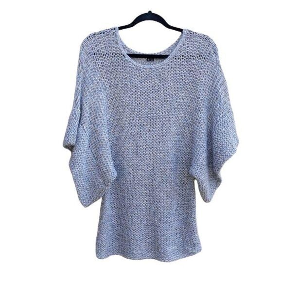 Theory Davini Zebra Alpaca Wool Marled Kimono Sleeve Sweater Gray Gold Sz S - Picture 6 of 14